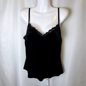 Gillian O’Malley Y2K Velvet Cami Top Built In Underwire Bra Black Medium 40B